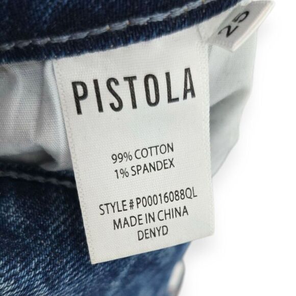 Pistola Lennon Size 25 High Rise Cropped Raw Hem Distressed Boot Cut Jeans Denim - Picture 5 of 5